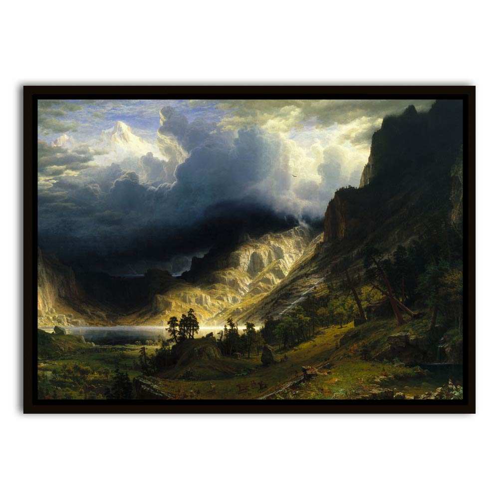 Storm in the mountain Canvas Frame Black