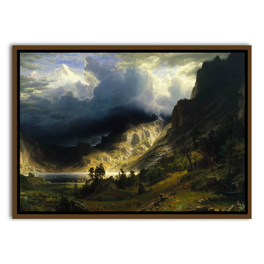 Storm in the mountain Canvas Frame Brown