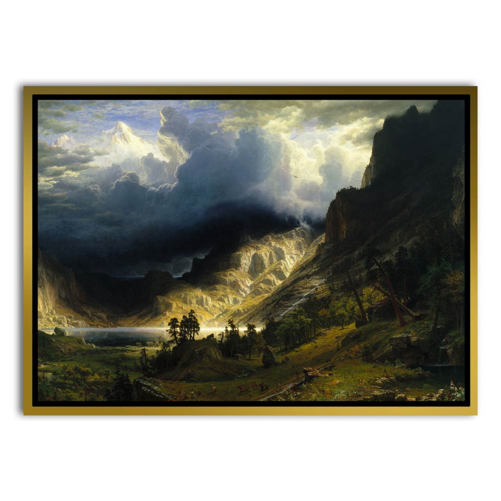 Storm in the mountain Canvas Frame Gold