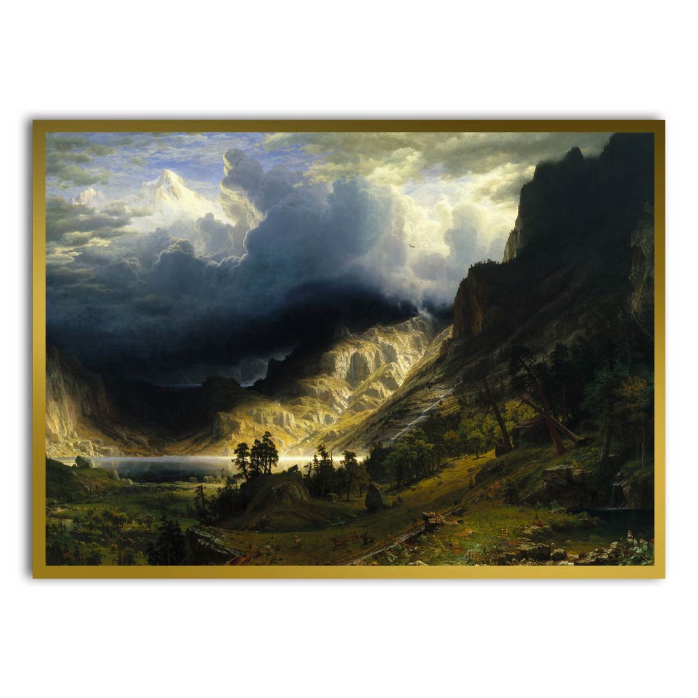 Storm in the mountain Printed Frames Gold