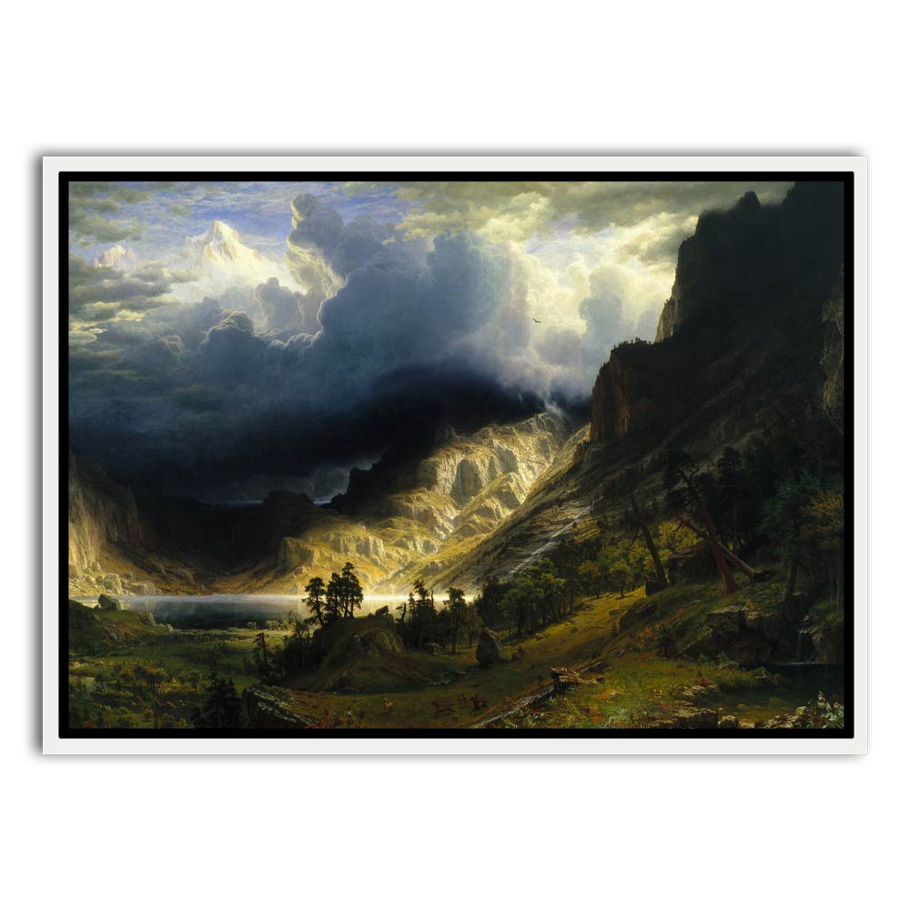 Storm in the mountain Canvas Frame White