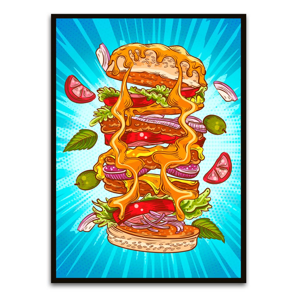 Burger Black Printed frame acrylic canvas Frames