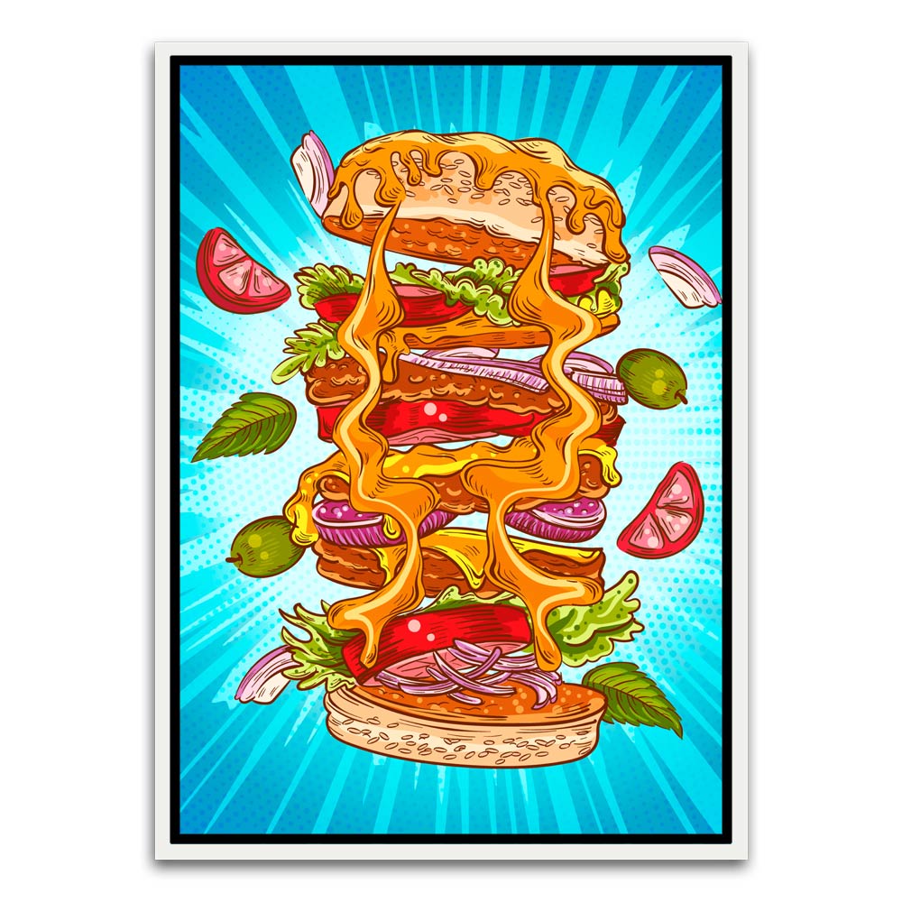 Burger White Canvas frame acrylic canvas Frames