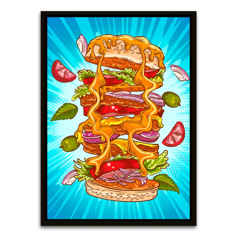 Burger Black Canvas frame acrylic canvas Frames