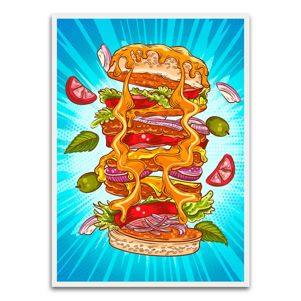 Burger White Printed frame acrylic canvas Frames