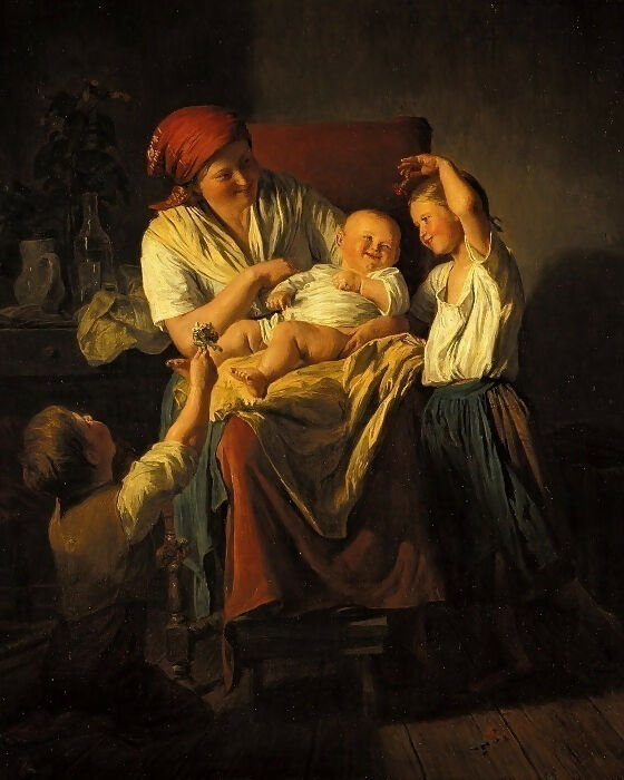 Ferdinand Georg Waldmüller – Mother's Happiness 50X68 Canvas