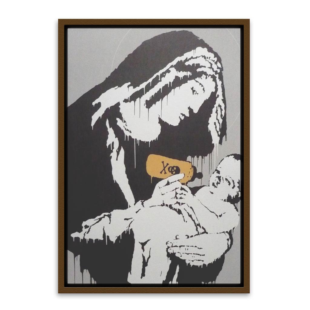 BANKSY ART 28 Brown Canvas frame acrylic canvas Frames