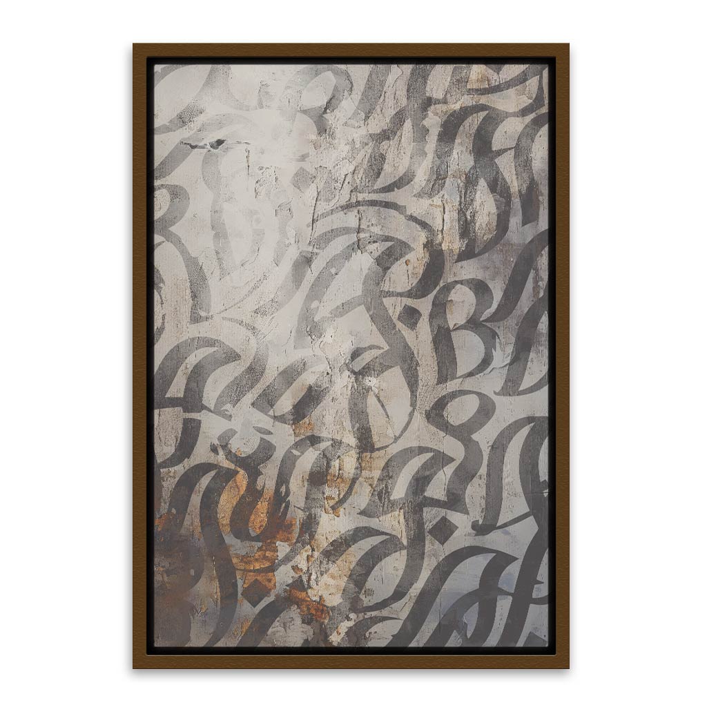 Calligraphy 3 Brown Canvas frame acrylic canvas Frames