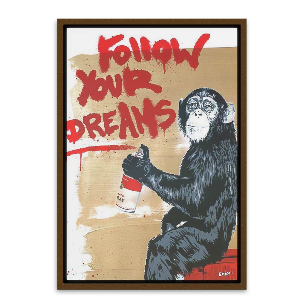 BANKSY ART 23 Brown Canvas frame acrylic canvas Frames