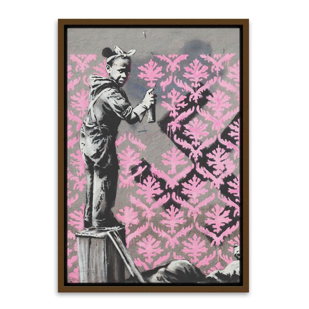 BANKSY ART 21 Brown Canvas frame acrylic canvas Frames