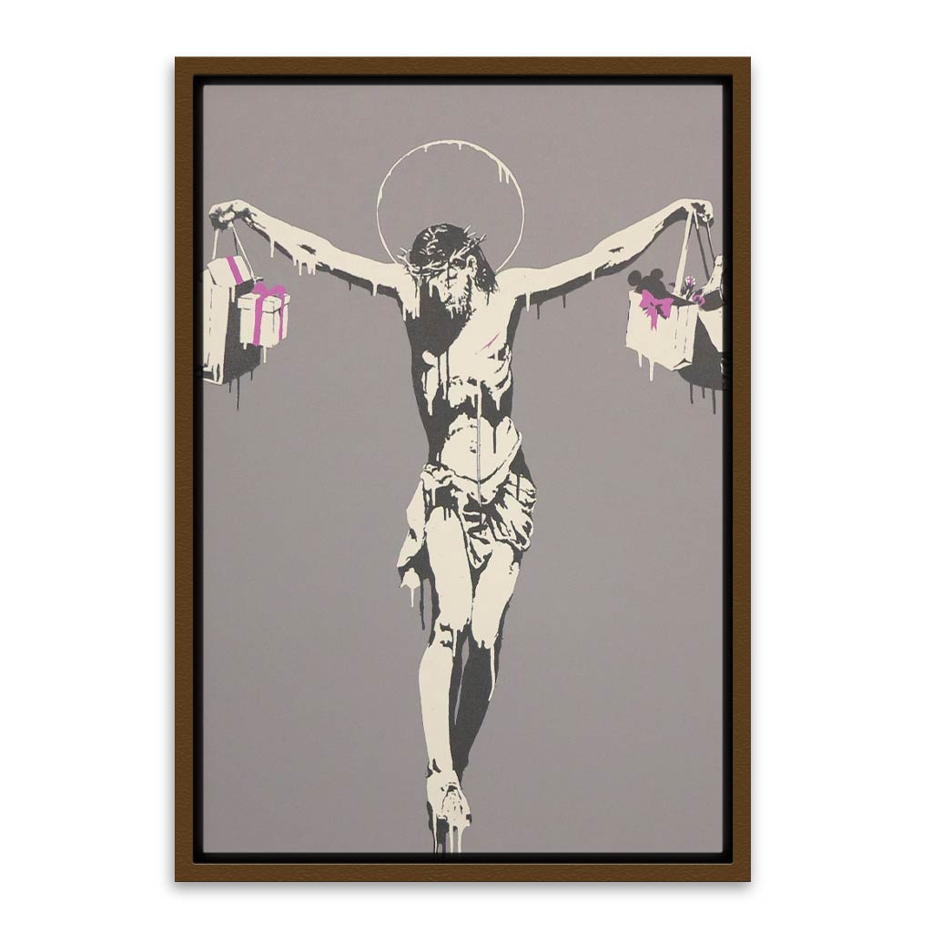 BANKSY ART 13 Brown Canvas frame acrylic canvas Frames