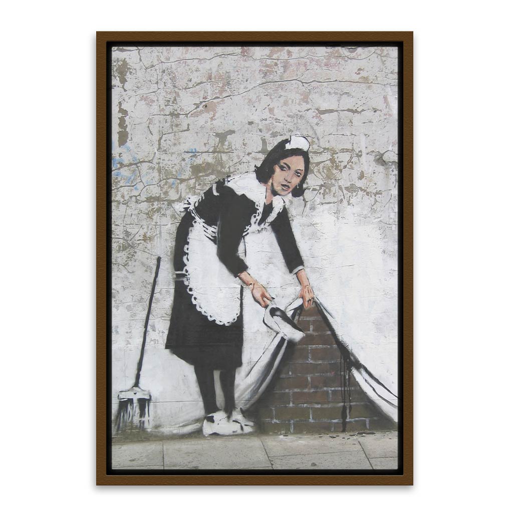 BANKSY ART 19 Brown Canvas frame acrylic canvas Frames