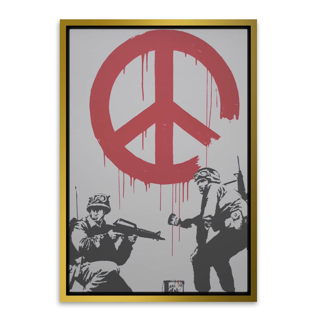 BANKSY ART 6 Gold Canvas frame acrylic canvas Frames