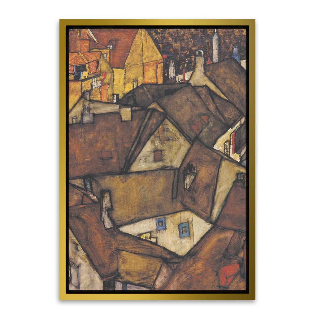 Crescent of Houses Gold Canvas frame acrylic canvas Frames