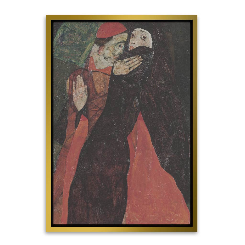 Egon Schiele - Cardinal and Nun Gold Canvas frame acrylic canvas Frames