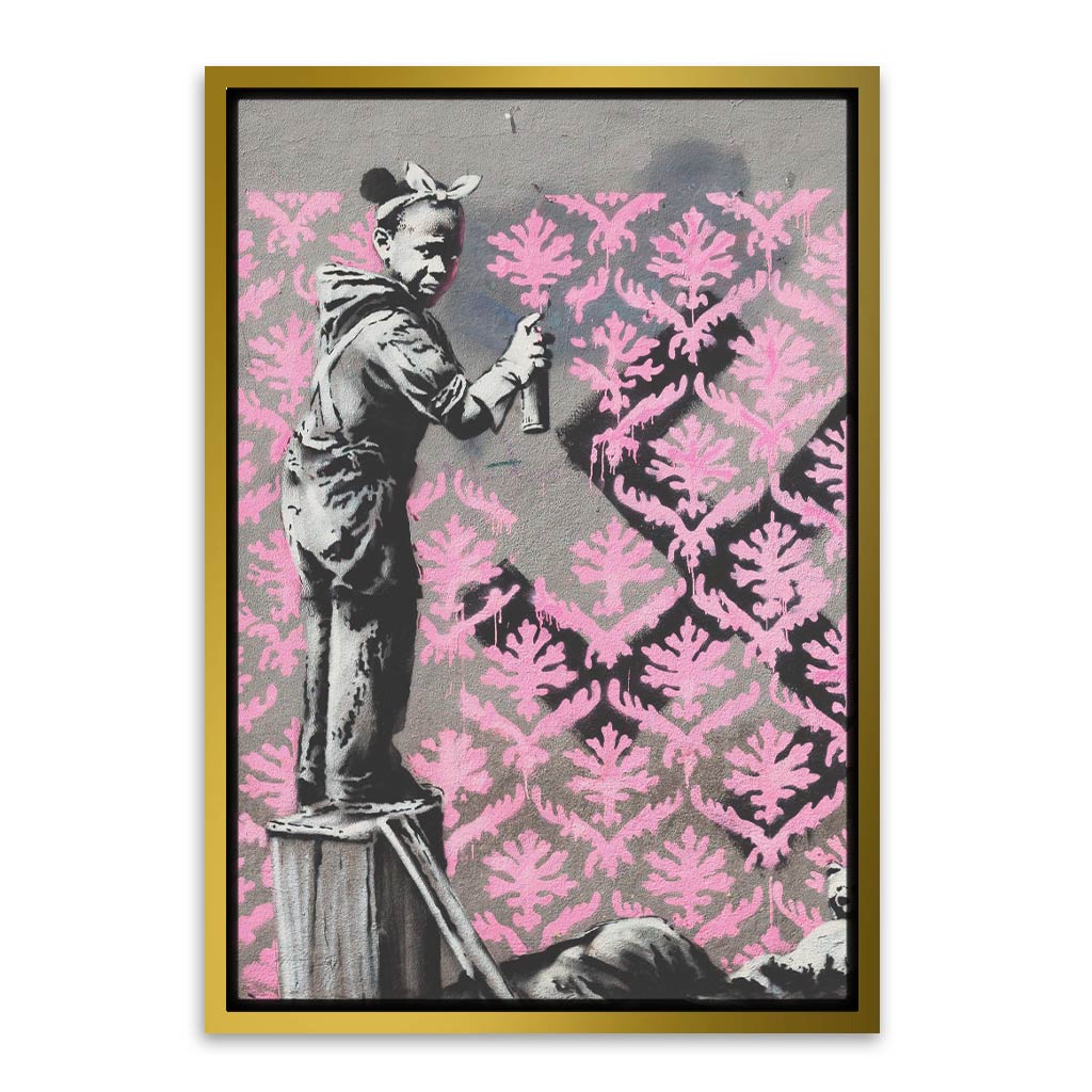 BANKSY ART 21 Gold Canvas frame acrylic canvas Frames