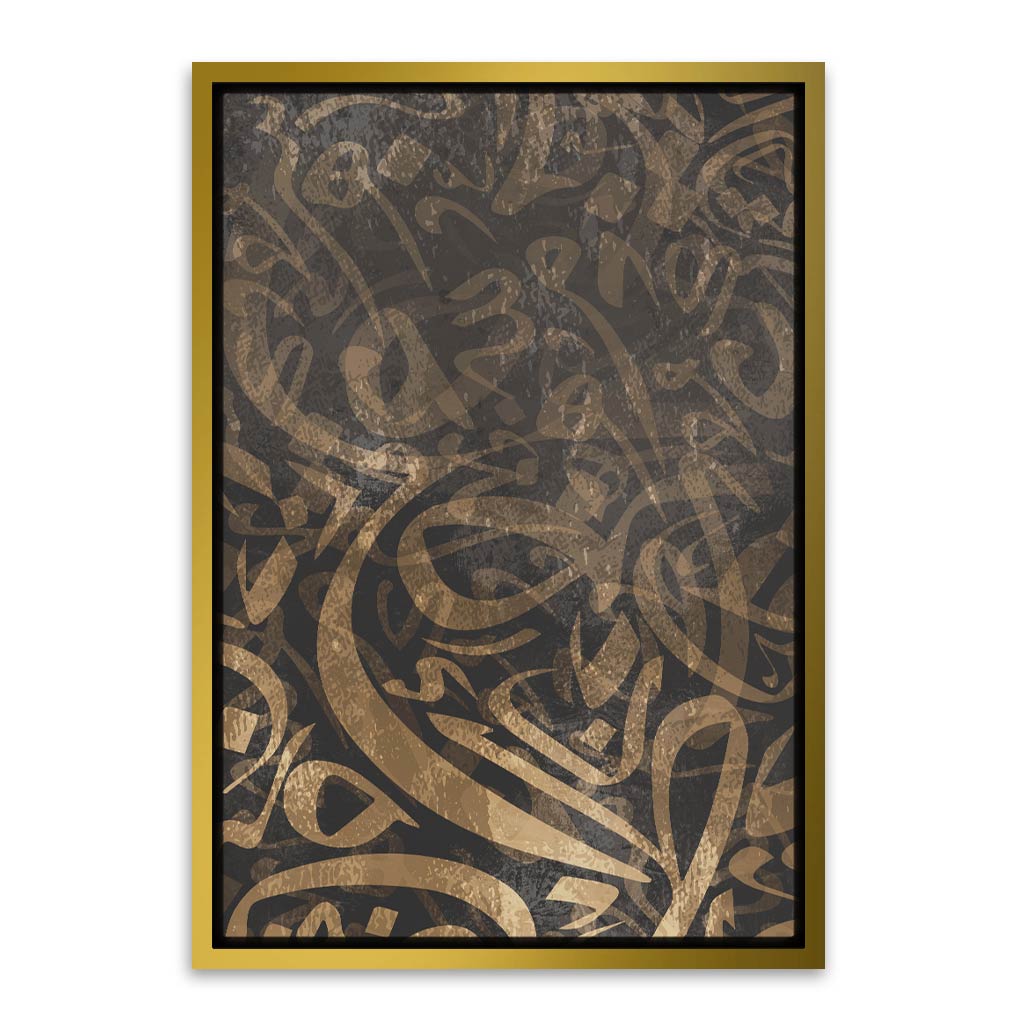 Calligraphy 6 Gold Canvas frame acrylic canvas Frames