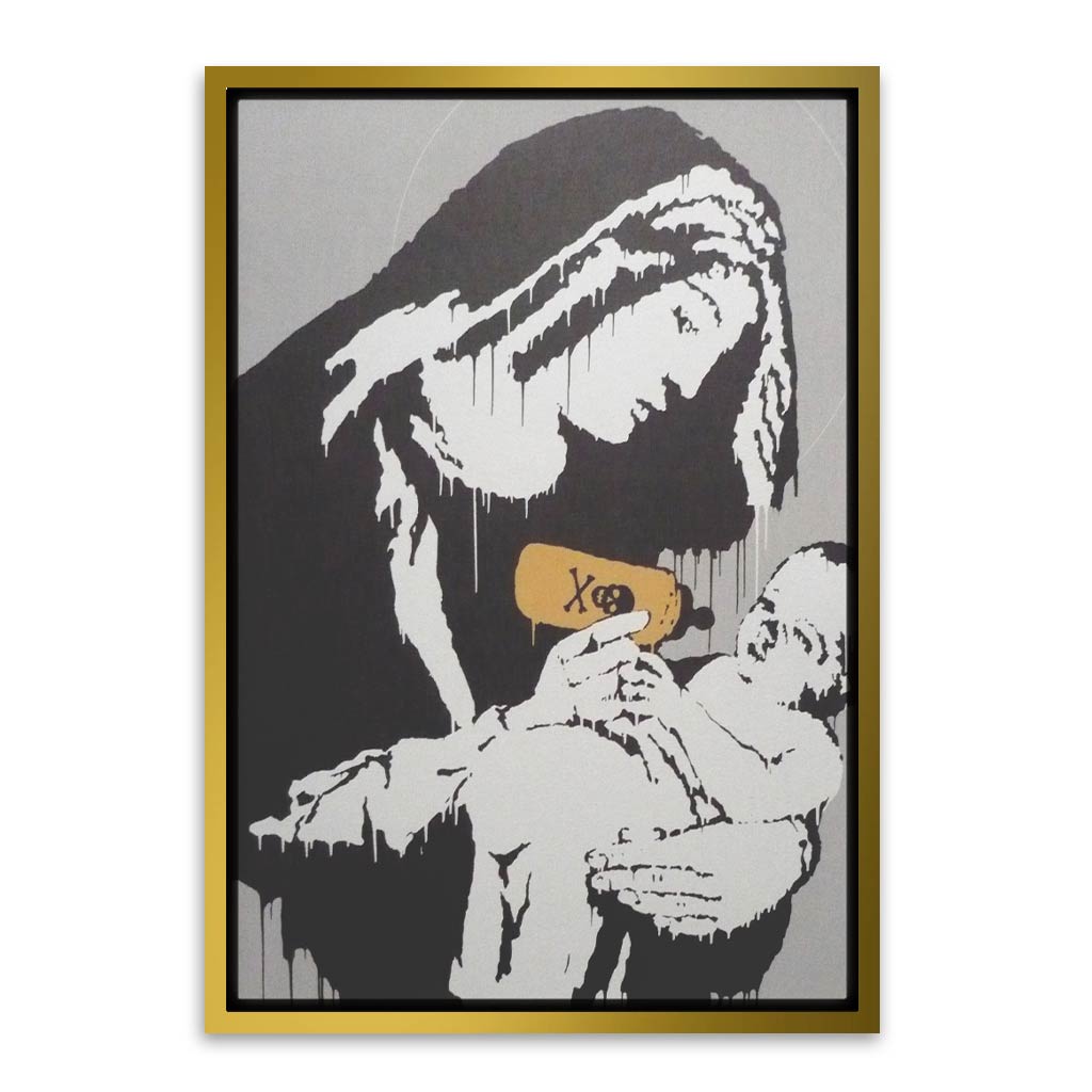 BANKSY ART 28 Gold Canvas frame acrylic canvas Frames