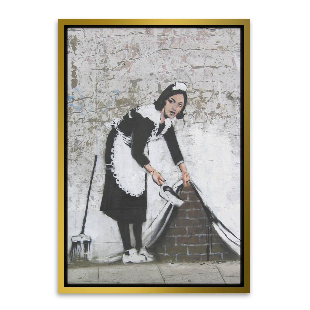 BANKSY ART 19 Gold Canvas frame acrylic canvas Frames