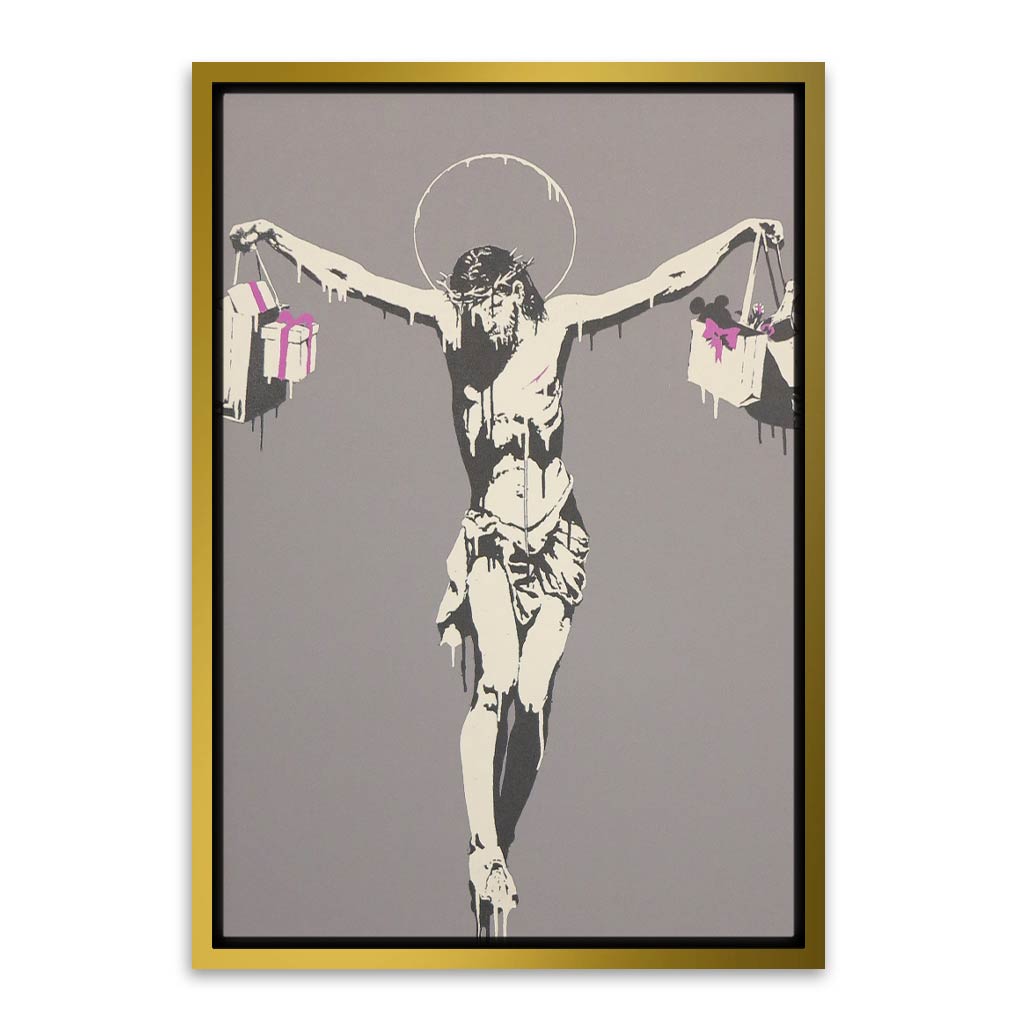 BANKSY ART 13 Gold Canvas frame acrylic canvas Frames