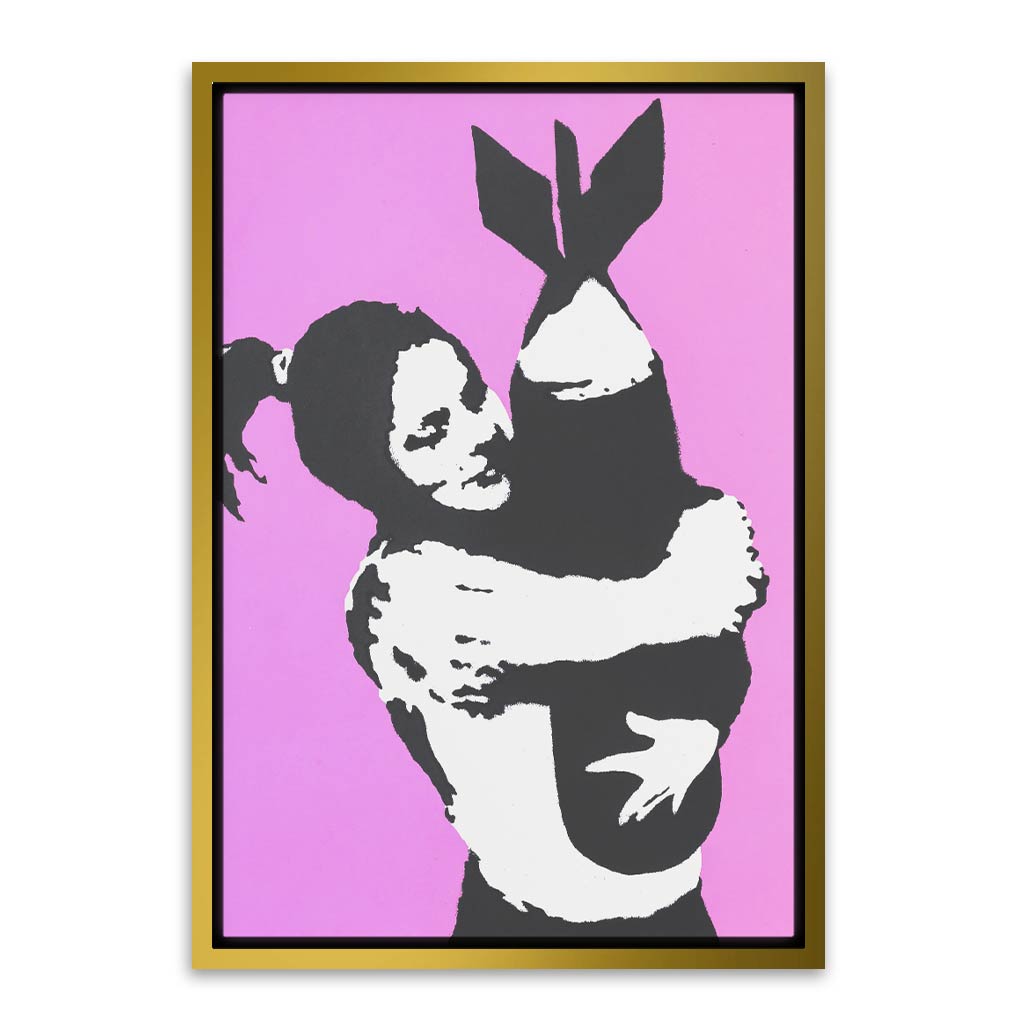 BANKSY ART 24 Gold Canvas frame acrylic canvas Frames