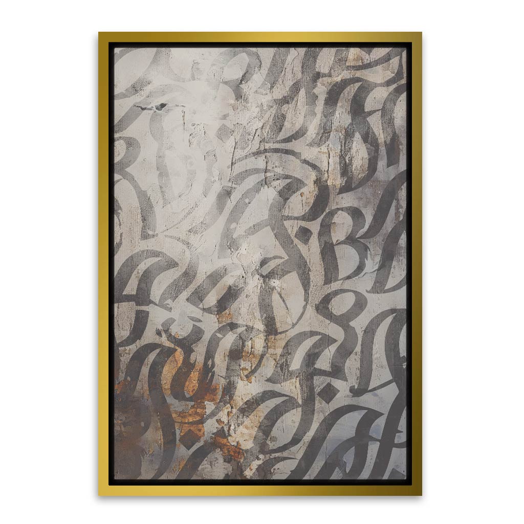 Calligraphy 3 Gold Canvas frame acrylic canvas Frames