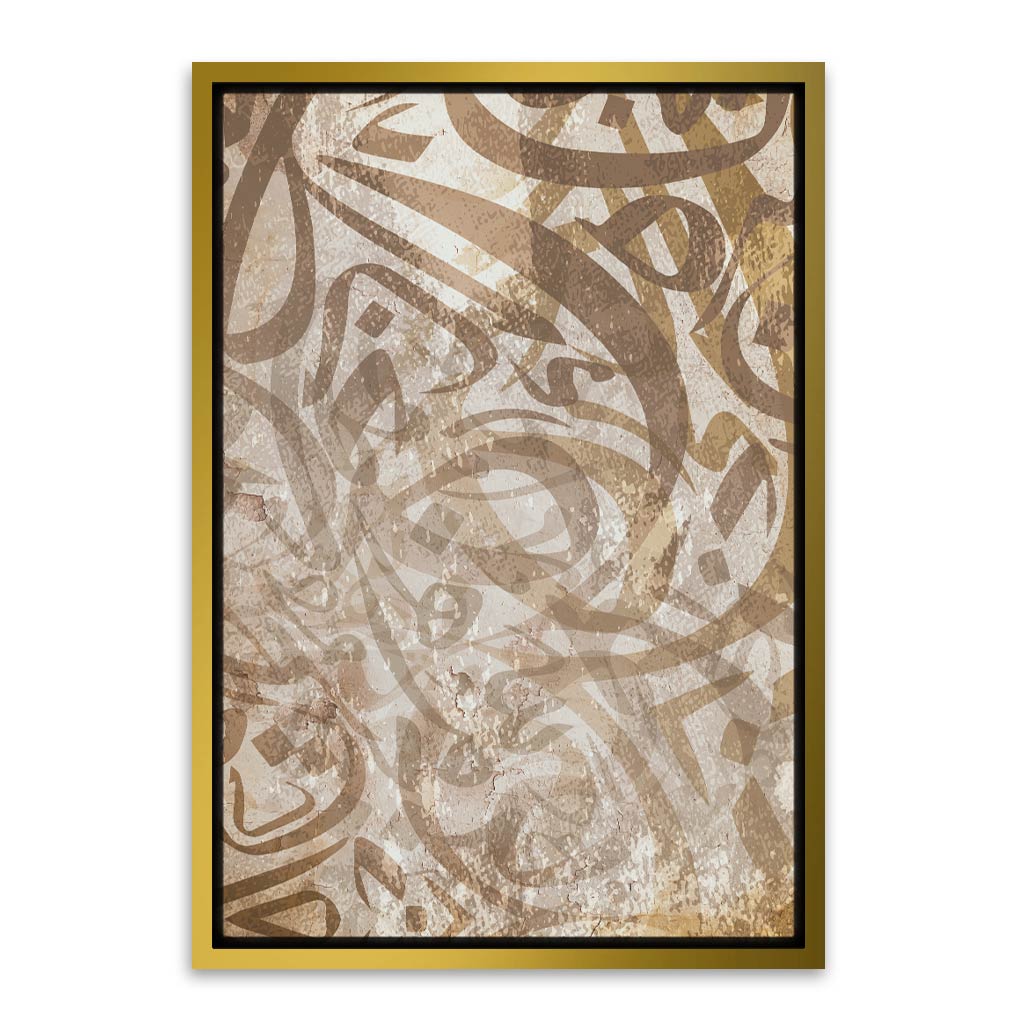 Calligraphy 7 Gold Canvas frame acrylic canvas Frames