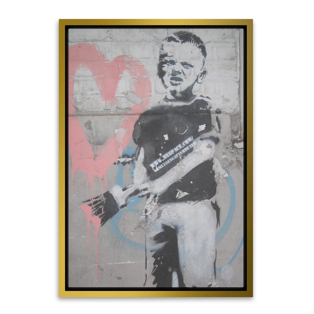 BANKSY ART 1 Gold Canvas frame acrylic canvas Frames