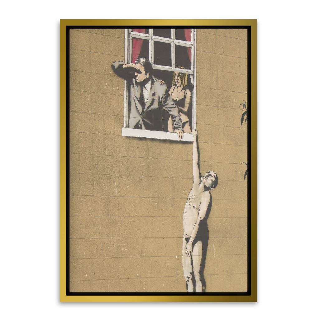 BANKSY ART 10 Gold Canvas frame acrylic canvas Frames