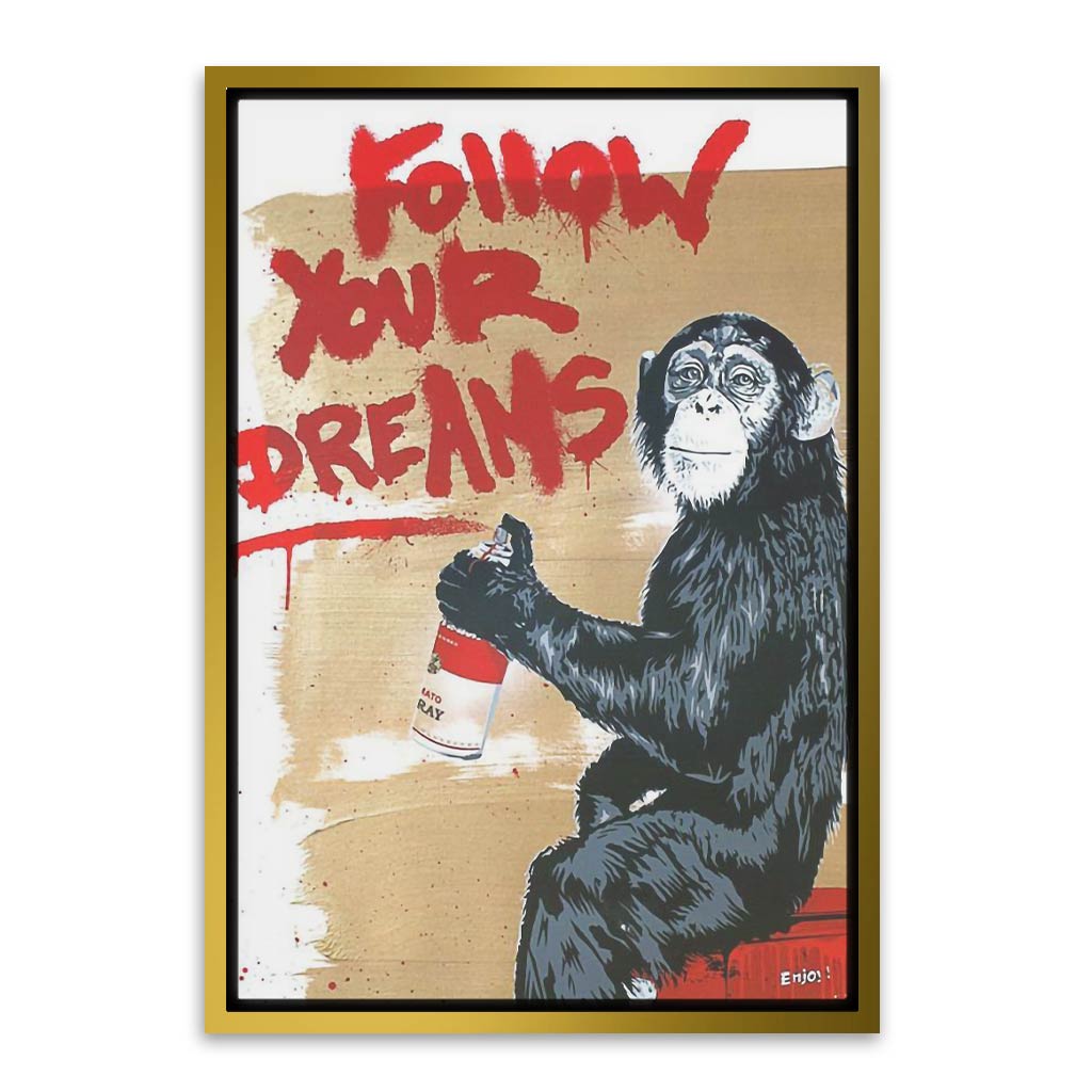 BANKSY ART 23 Gold Canvas frame acrylic canvas Frames