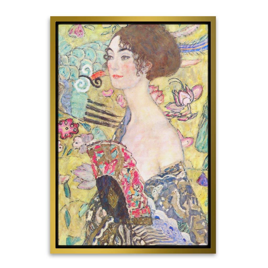 Lady with Fan Gold Canvas frame acrylic canvas Frames