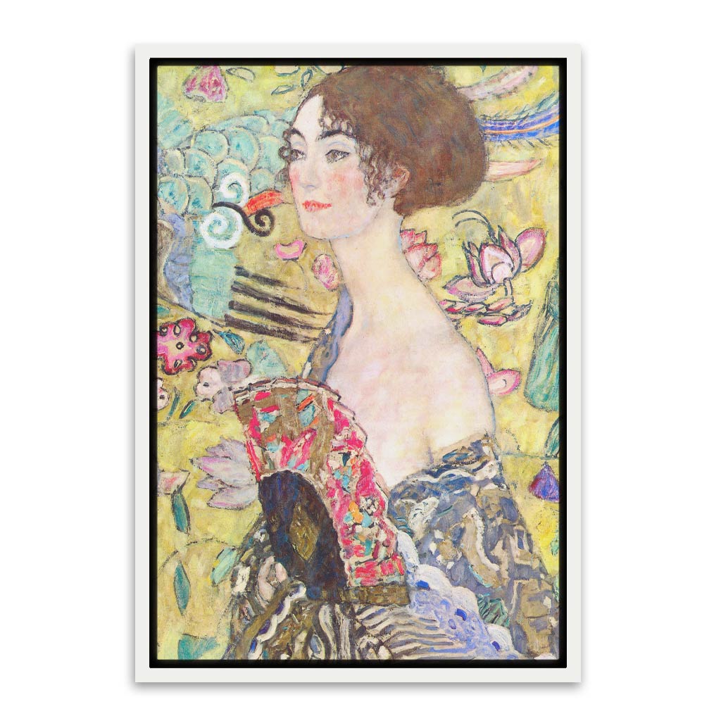 Lady with Fan White acrylic canvas Frames