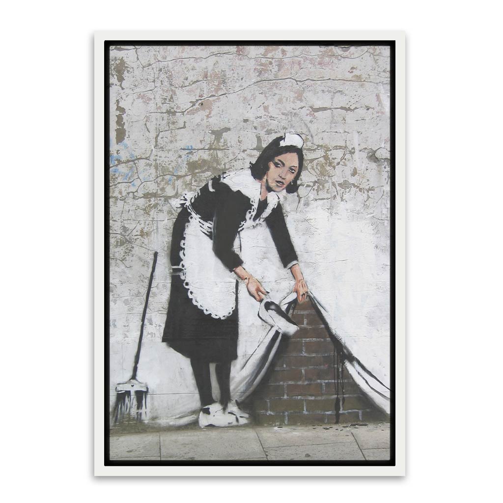 BANKSY ART 19 White Canvas frame acrylic canvas Frames