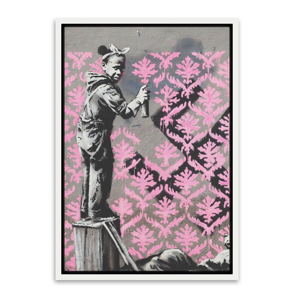 BANKSY ART 21 White Canvas frame acrylic canvas Frames