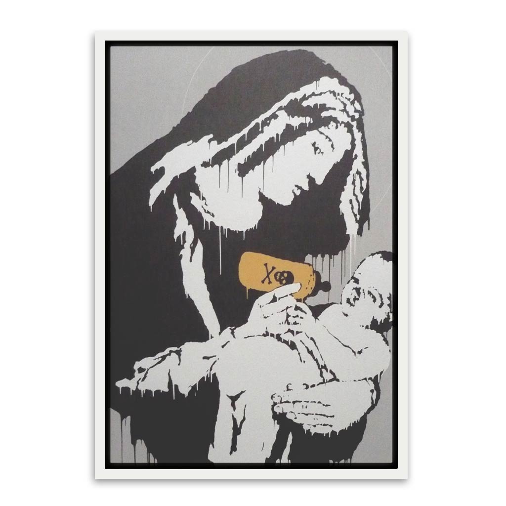 BANKSY ART 28 White Canvas frame acrylic canvas Frames