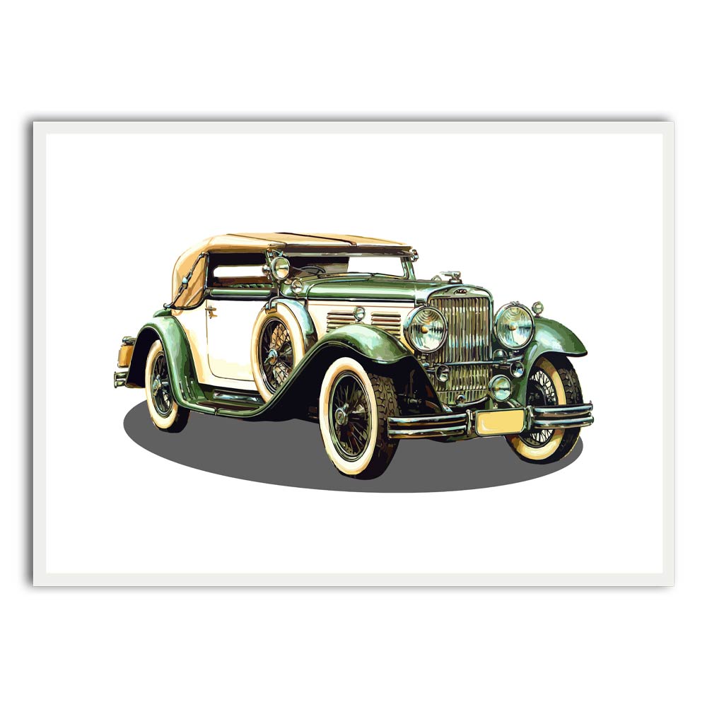 Car 10 White Printed frame acrylic canvas Frames