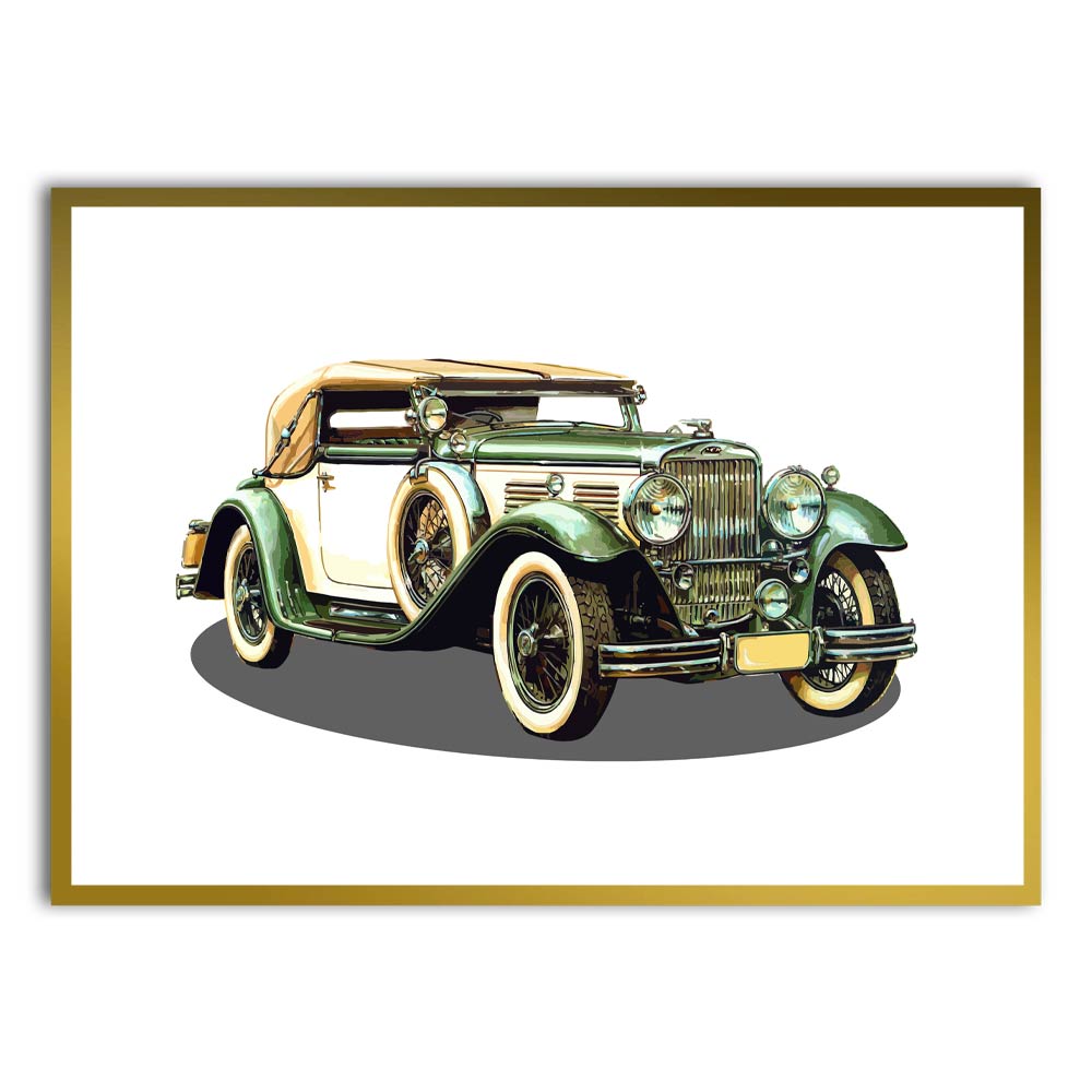 Car 10 Gold Printed frame acrylic canvas Frames