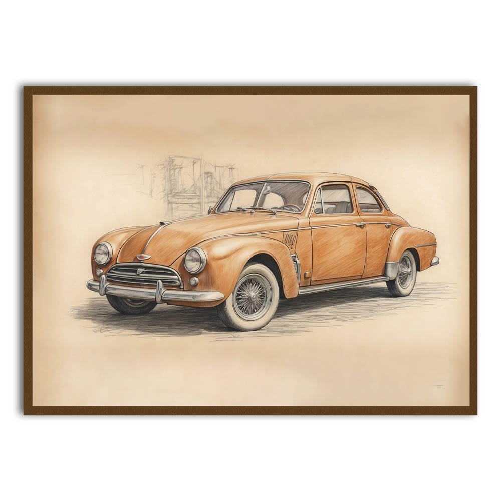 Car 13 Brown Printed frame acrylic canvas Frames