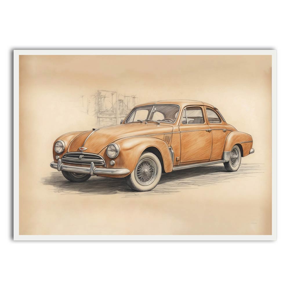 Car 13 White Printed frame acrylic canvas Frames