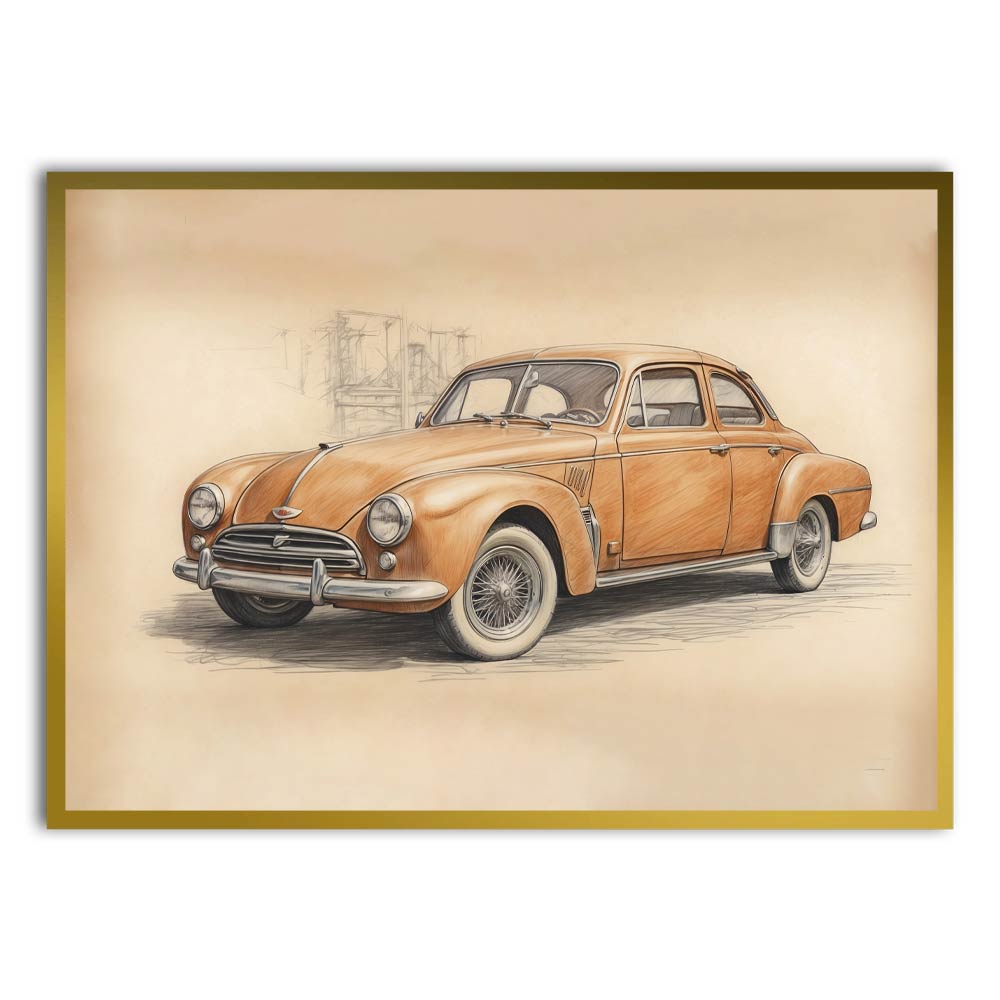 Car 13 Gold Printed frame acrylic canvas Frames