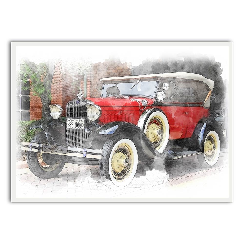 Car 2 White Printed frame acrylic canvas Frames