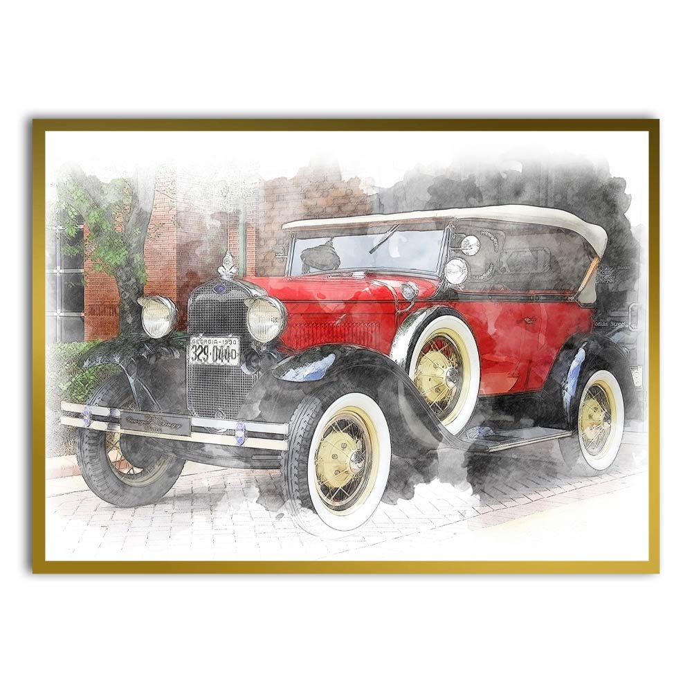 Car 2 Gold Printed frame acrylic canvas Frames