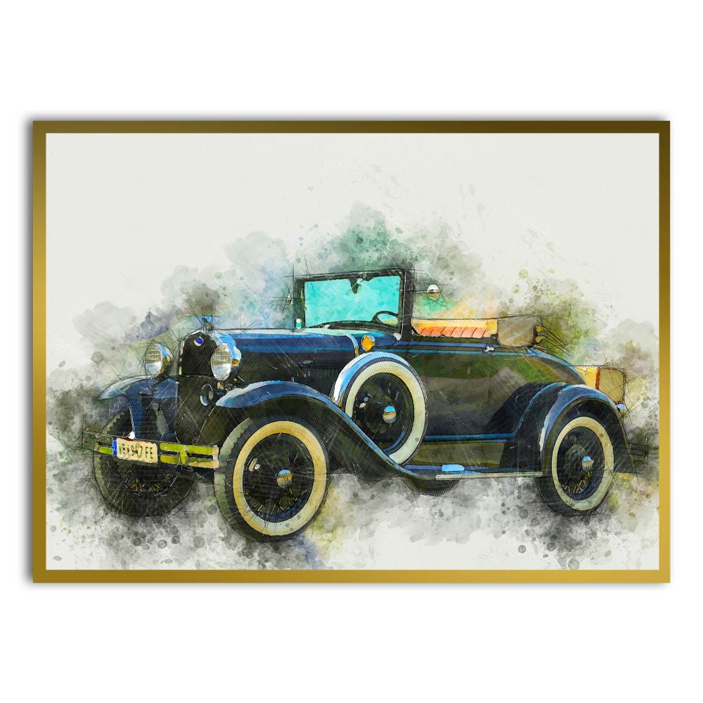 Car 4 Gold Printed frame acrylic canvas Frames