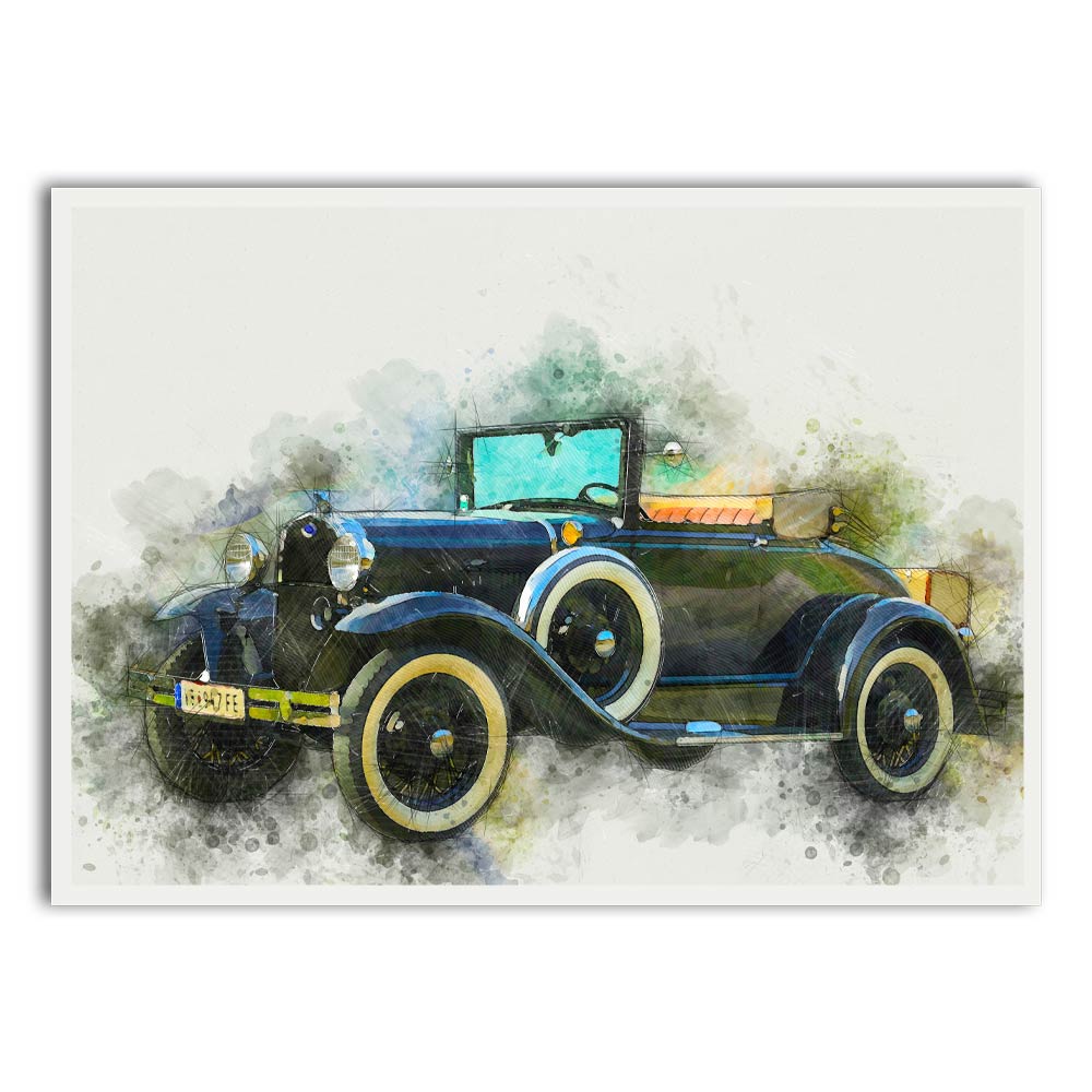 Car 4 White Printed frame acrylic canvas Frames