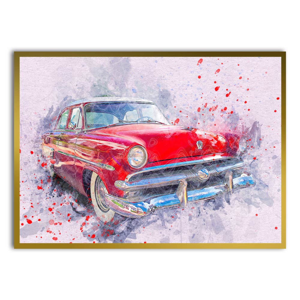 Car 5 Gold Printed frame acrylic canvas Frames