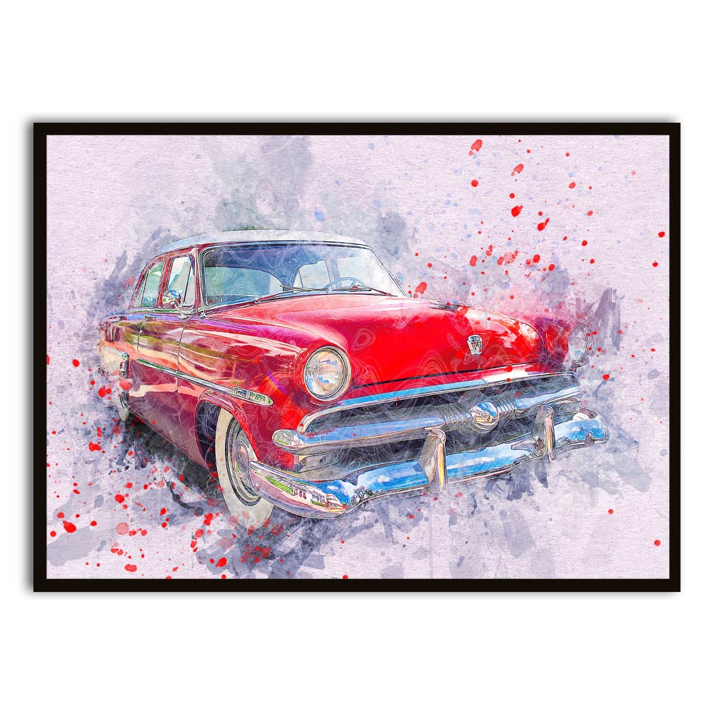 Car 5 Black Printed frame acrylic canvas Frames