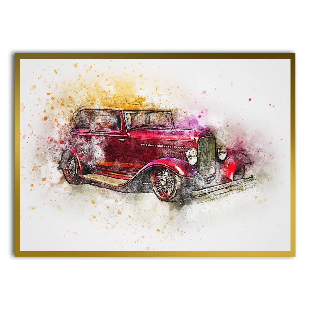 Car 6 Gold Printed frame acrylic canvas Frames