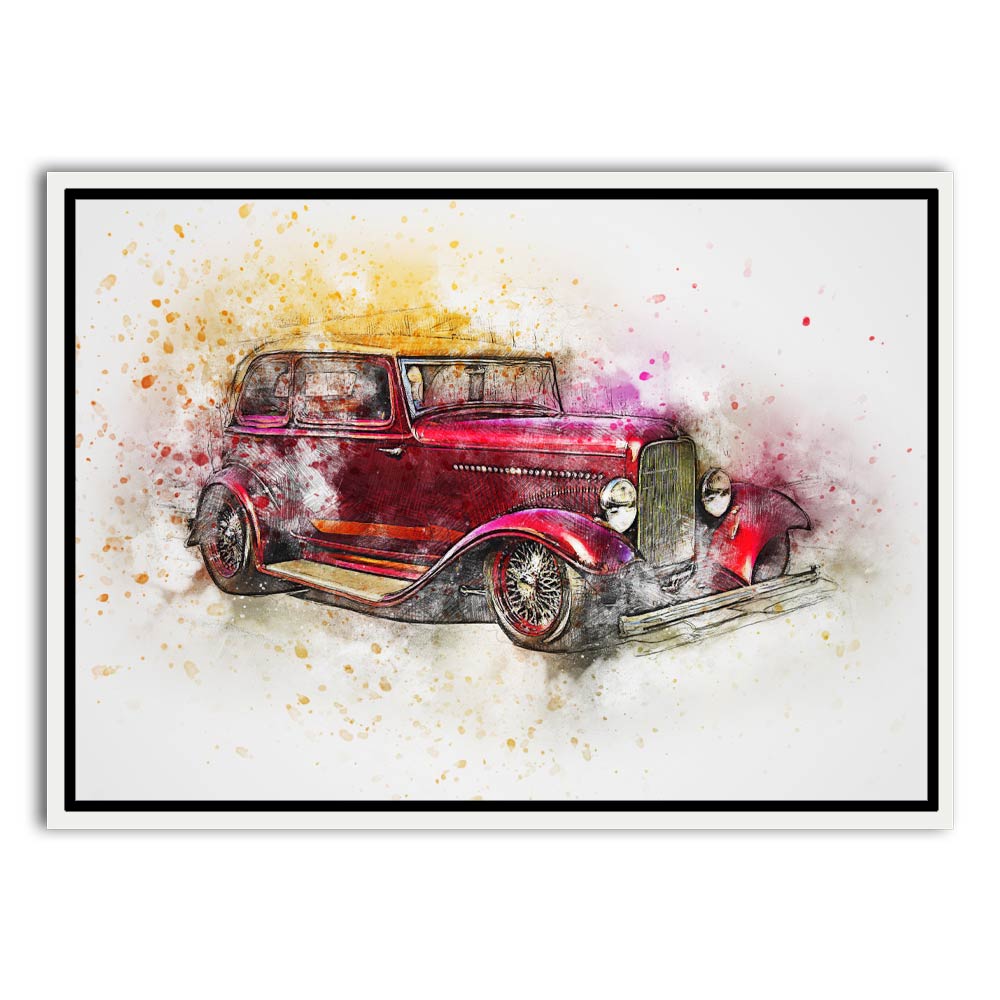 Car 6 White Canvas frame acrylic canvas Frames