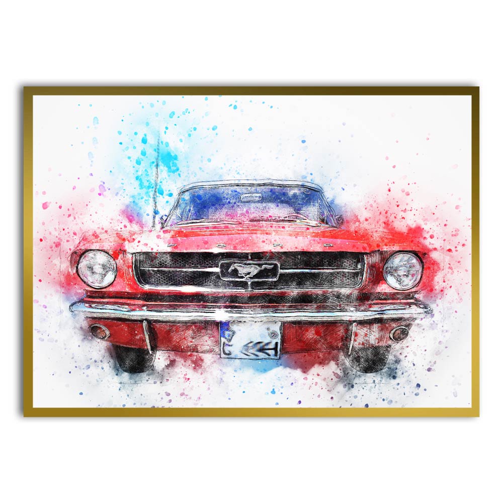 Car 7 Gold Printed frame acrylic canvas Frames