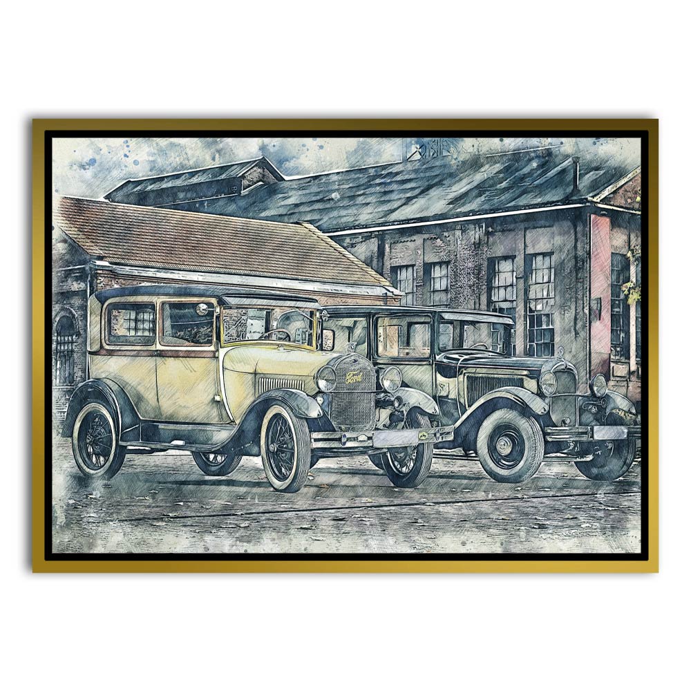 Car 8 Gold Canvas frame acrylic canvas Frames